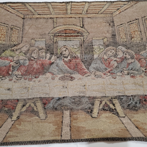 Vintage Jesus Last Supper Tapestry Table Runner / Wall Hanging - Picture 7 of 9